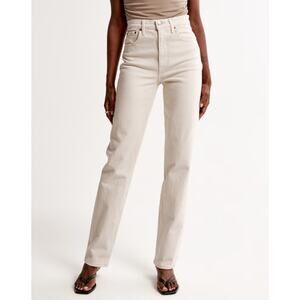 Abercrombie & Fitch Women 31 / 12 Short 90s Straight Ultra High Rise Cream Jeans